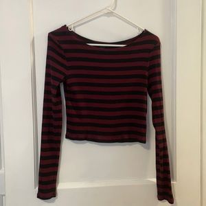 Striped, long sleeve, crop top